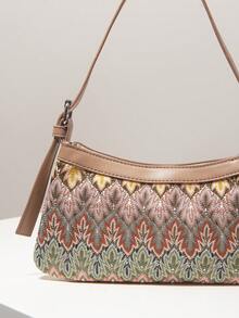 (Random Pattern)Shoulder Bag, Floral Pop, Color Block, Boho, Vintage, Travel Essential, Gifts For Women - Multicolor - View 4