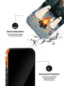 The Koolife Halloween "Forest Ghost Bonfire Party" Printed Phone Case Is Made Of TPU Material. Its Surface Is Smooth And Hard, Resistant To Scratches And Abrasions, Durable And Shockproof. This Product Is An Excellent Gift Choice And Is Compatible With Iphone 11, 12, 13, 14, 15, 16, 17,18 Series Models (Including Pro And Pro Max Versions). - Multicolor - View 2