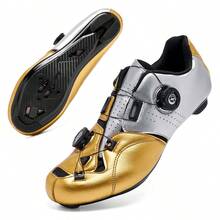 Men's Road Cycling Shoes, Professional Road Cycling Shoes, Bicycle Shoes, Fitness Shoes, Outdoor Sports Shoes, Outdoor Cycling Shoes; Suitable For Indoor Track Cycling, Indoor Fitness, Outdoor Road Cycling Sports. - Gold - View 3