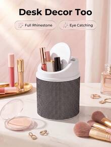 Exploding, BlingBling, Fairy Style, Ins Style High-End Sense With Lid, Anti-Odor, Mini, Desktop Storage, Handy Bucket Desktop Storage Artifact Mini Trash Can With Lid, Dust-Proof And Odor-Proof, Diamond-Encrusted Design - Multicolor - View 10