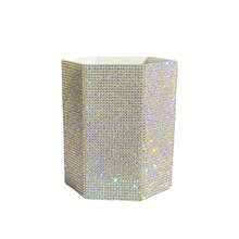 Luxury Rhinestone Makeup Brush Holder & Pen Organizer - Hexagonal Crystal Desktop Storage For Vanity, Office, And Dorm Decor (Pink/Gold/Silver) - Multicolor - View 8
