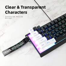 Compact Wired Keyboard 61 Keys RGB Backlit Small Portable Office Computer Membrane Keyboard Suitable For Windows Tablet Laptop Gaming Players White And Black - White Black - View 6