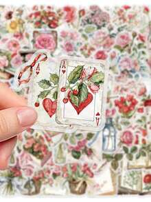 50PCS, Flowers And Book Transparent Stickers, PET Material, Creative And Aesthetic Design Sticker, Suitable For Mobile Phone Cases, Tablets, Mobile Phone, Laptops, Suitcases, Cars, Notebooks, Helmet, Guitar, Skateboard, Storage Box, Computer - 50pcs - View 9