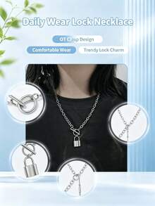 時尚鎖頭項鍊 龐克風項鍊 韓系時尚飾品 女友生日禮物 - 彩色 - 查看 5