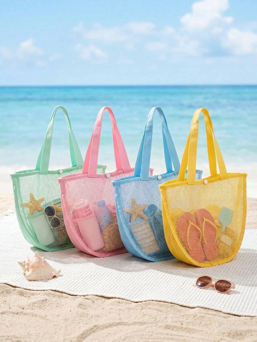 YIYIQCSJ 1 X Cut-Out Polyester Mesh Beach Bag-Can Be Used As A Travel Laundry Bag, Swim Gear Organizer, Or Toiletry Bag.