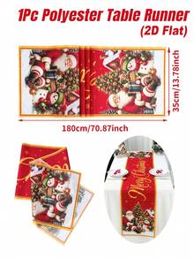 1件裝聖誕桌旗，聖誕老人與雪人圖案桌布，聖誕桌旗，聖誕快樂桌布，聖誕裝飾，聖誕派對用品，房間裝飾，餐桌裝飾，家居裝飾，廚房裝飾，2026聖誕家居裝飾，聖誕飾品，聖誕裝飾，聖誕裝飾，新年裝飾 - 聖誕雪景 - 查看 9