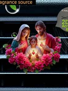 1pc 2D Flat Character Jesus Peace Pattern Car Aromatherapy Diffuser Clip, Acrylic Interior Accessory For Car Air Vent - A - View 2