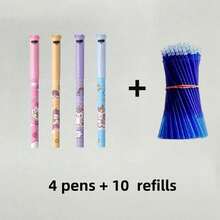 14pcs/35pcs Random Animal Pattern Erasable Ballpoint Pens, 0.5mm Blue Ink With Eraser, Fun Learning Stationery Supplies, Back To School Gift, Suitable For Students - Multicolor - View 13