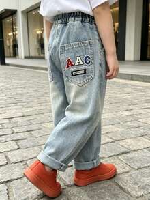 Young Boy Loose Comfortable Straight Leg Denim Jeans With Pockets, Suitable For Daily, School, Casual And Outdoor Wear - Baby Blue - View 5