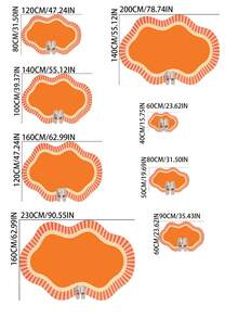 1pc Orange Wavy Edge Asymmetrical Area Rug, Living Room Carpet, Area Rug, Small Area Rug, Mat, Home Decor, Large Living Room Carpet, Round Carpet, Living Room Home Decor, Room Decor, Washable Carpet - Multicolor - View 7