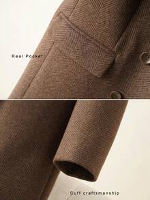 Women's Wool Coat, Mid-Length, Novel Slim Fit, Elegant, Suitable For Autumn/Winter, Women's Wool Jacket - Coffee Brown - View 6
