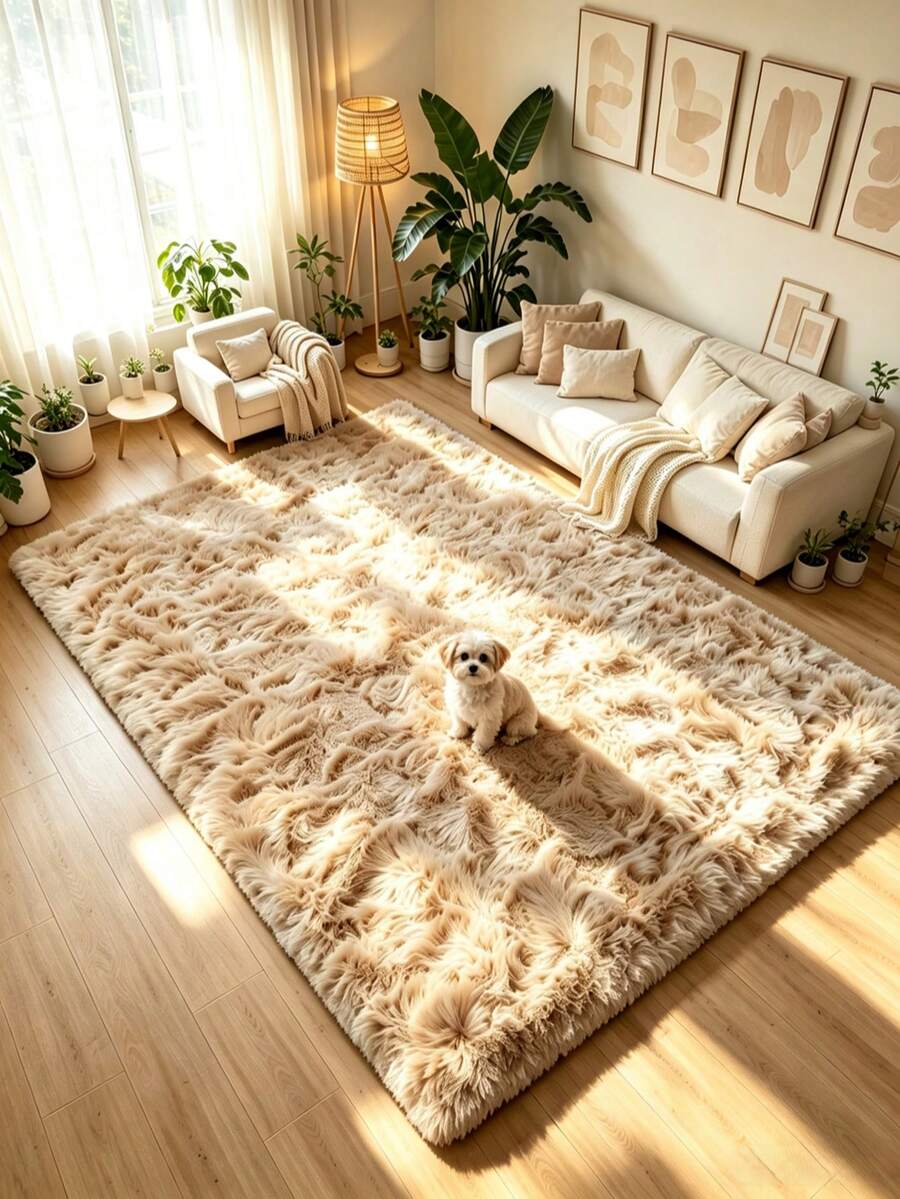 1件裝奢華黑灰色紮染毛絨地毯,裝飾地毯,臥室裝飾,地板墊,地毯,家居裝飾,客廳地毯,小客廳地毯,臥室地毯,客廳家居裝飾,戶外地毯,可機洗地毯 - 駝色 - 查看 1