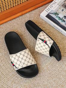 Summer Men's Casual Sandals - Thick Sole Fashion Bedroom Home Flip-Flops, Sports Plus Size Beach Sandals, Sizes 39-47 - Black and White - View 3
