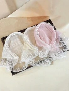 1pc Women Women's French Country Style Lace Hairband, Triangular Scarf Headband, Beach Hairband, Lace Frill Headband, Hair Accessory - Multicolor - View 1