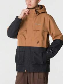 Columbia Men's Letter Print Hooded Casual Daily Outdoor Sports Jacket - Brown/Black - View 2