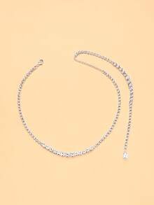 STONEFANS 1pc New Long Tassel Water Drop Back Chain European & American Fashion Bridal Wedding Rhinestone Necklace - Geometric - View 8
