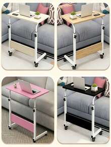 1 Pieza Mesa de Noche Móvil Ajustable en Altura (Decoraciones de Escritorio No Incluidas), Equipada con Ruedas Universales Bloqueables, Altura Ajustable Libremente, Escritorio de Computadora Móvil Simple, Adecuado para Trabajar en el Dormitorio y Estudiar al Lado del Sofá. - Multicolor - Ver 6