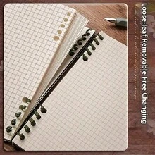 1Pc Minimalist Square Grid Loose-Leaf Notebook,8.46 Inches*7.68 Inches,21.5*19.5cm - Flip-Top Journal For Daily Office Use - Multicolor - View 5