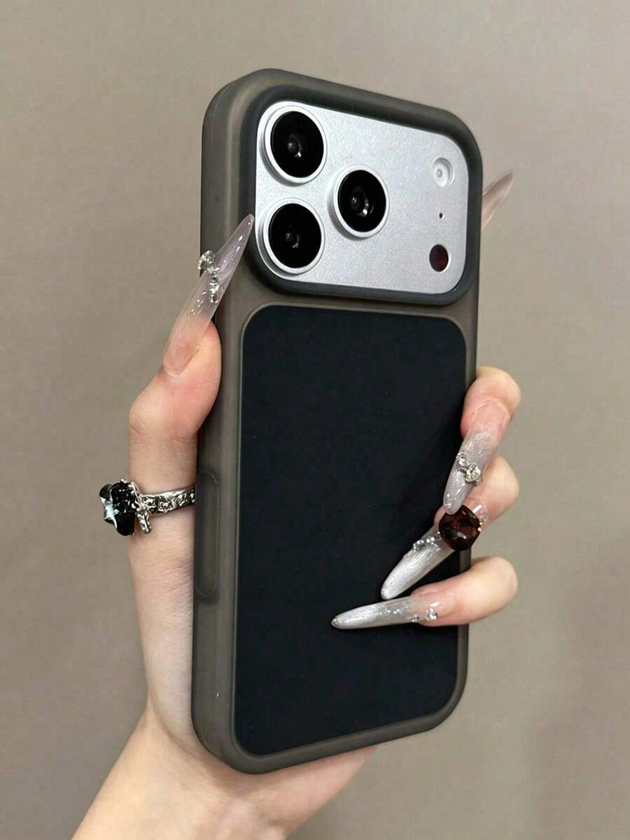 1 Buah Casing Ponsel Jelly Cair Macaron Dopamine Kompatibel Dengan iPhone 17 Pro, Gaya Segar, Matte yang Terasa di Kulit, Pelindung Anti Guncangan Cakupan Penuh Untuk iPhone 16promax/15pm/14pro/13, Transparan - Hitam - View 1