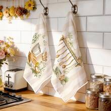 2件組廚房抹布，廚房用具圖案超細纖維廚房抹布，40*60cm/15.7*23.6in，單面印花，廚房洗碗布，適用於餐廳、廚房、浴室裝飾，節日禮物 - 彩色 - 查看 7