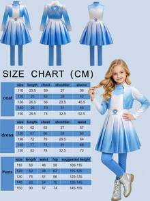 Dreamy Girl Role Play Costume Gradient Jacket + Dress + Pants Theme Party Halloween Fantasy Outfit Set - Blue - View 2