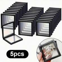 10pcs/30pcs Premium Black 3D Floating Display Boxes With Elastic Membrane - Dust-Proof Plastic Small Toy Storage Boxes, Suitable For Displaying Toys, Small Toys, Necklaces, Bracelets, Rings, Coins, Earrings, Brooches - Perfect For Use As Jewelry Boxes - Multicolor - View 10