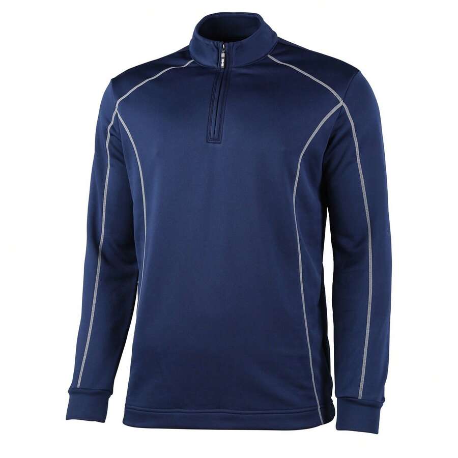 Rhino Mens Seville 1/4 Zip Midlayer Sports Top/Long Sleeved Tee - Navy - View 1