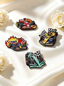 1pc Racing F1 Car Brooch, Cool Lapel Pin, Unisex, Backpack Decoration Pin, Street & Campus Style, Jacket & Bag Daily Casual Outfit Accessory - Green 4 - View 6