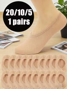 20 Pairs Summer Invisible Boat Socks For Women, Cute Regular Comfortable Casual Sweet Style, Suitable For Home And Daily Wear, Women's Mid-Calf Socks, Men's High Elasticity Socks, Soft Elastic Comfortable Breathable Socks, Suitable For Men And Women Daily Wear, Simple Comfortable Unisex Mid-Calf Socks, Women's And Men's Socks, Fashion Boutique Boat Socks Invisible Socks - Multicolor - View 2