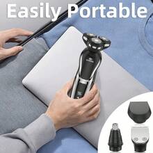Men's Electric Shaver Multi-Function Grooming Kit, Can Shave, Cut Hair, Trim Sideburns, Trim Nose Hair, USB Rechargeable, Digital Display, Perfect Gift For Men On Holidays, Battery Capacity 600mAh - A - View 9