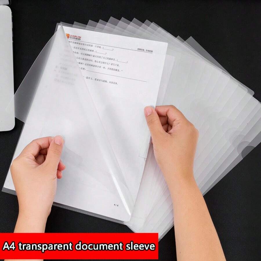10/20/30pcs A4 Transparent Plastic Document Protector Pages, Minimalist Document Bags, Exam Paper & Material Storage Bags, Suitable For Students And Office Use - Transparent - View 1
