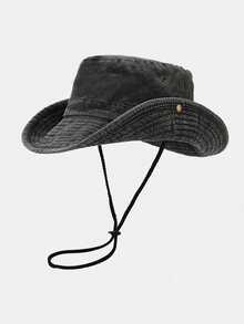 1 Solid Color Wide Brim Bucket Hat, Casual Sports Sun Hat, Adjustable, Outdoor Sports Gift (Hat Top Stitching Random) - Fisherman's Hat - View 11