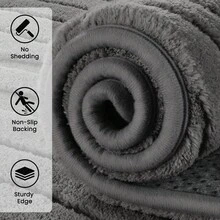 Sour Lemon Rugs Living Room Large 200x300cm,3D Area Rugs For Bedroom, Extra Large Rug For Living Room Wave Pattern, Washable Soft Shaggy Non Shedding Fluffy Carpet Mat For Living Room, Bedroom, Kitchen & Office - Dark Grey - View 3