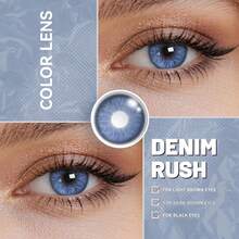 Lalens Denim Rush 柔和藍色隱形眼鏡 1對，放大亮眼效果，多色光澤亮點，瞳孔無縫融合，自然佩戴，年戴，DIA 14.50MM BC 8.6MM - Denim Rush - 查看 5