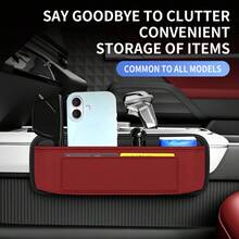 Car Seat Side Storage Box, Multifunctional Leather Car Organizer Hanging Storage Bag For Headrest, Universal Car Interior Accessories To Hold Phone Keys Small Items - A138-beveled - View 3