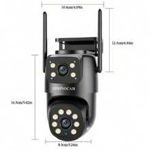 szsinocam 1 buah Kamera PTZ WiFi Dual-Lens 720P, Kamera Pemantauan Luar Ruangan Nirkabel 2.4G, Didukung USB (Tanpa Baterai Internal), Deteksi Manusia AI, Penglihatan Malam Berwarna Penuh, Peringatan Gerak - Hitam - View 11
