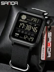 SANDA. SANDA Men's Digital Watch With Multifunction Square Dial And Silicone Strap - one-size - View 2