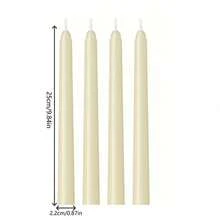 12 Buah Lilin Taper Warna Putih Krem, Lilin Tinggi Tanpa Asap yang Tahan Lama untuk Dekorasi Pernikahan & Rumah - Lilin batang panjang berbentuk lilin runcing - View 2