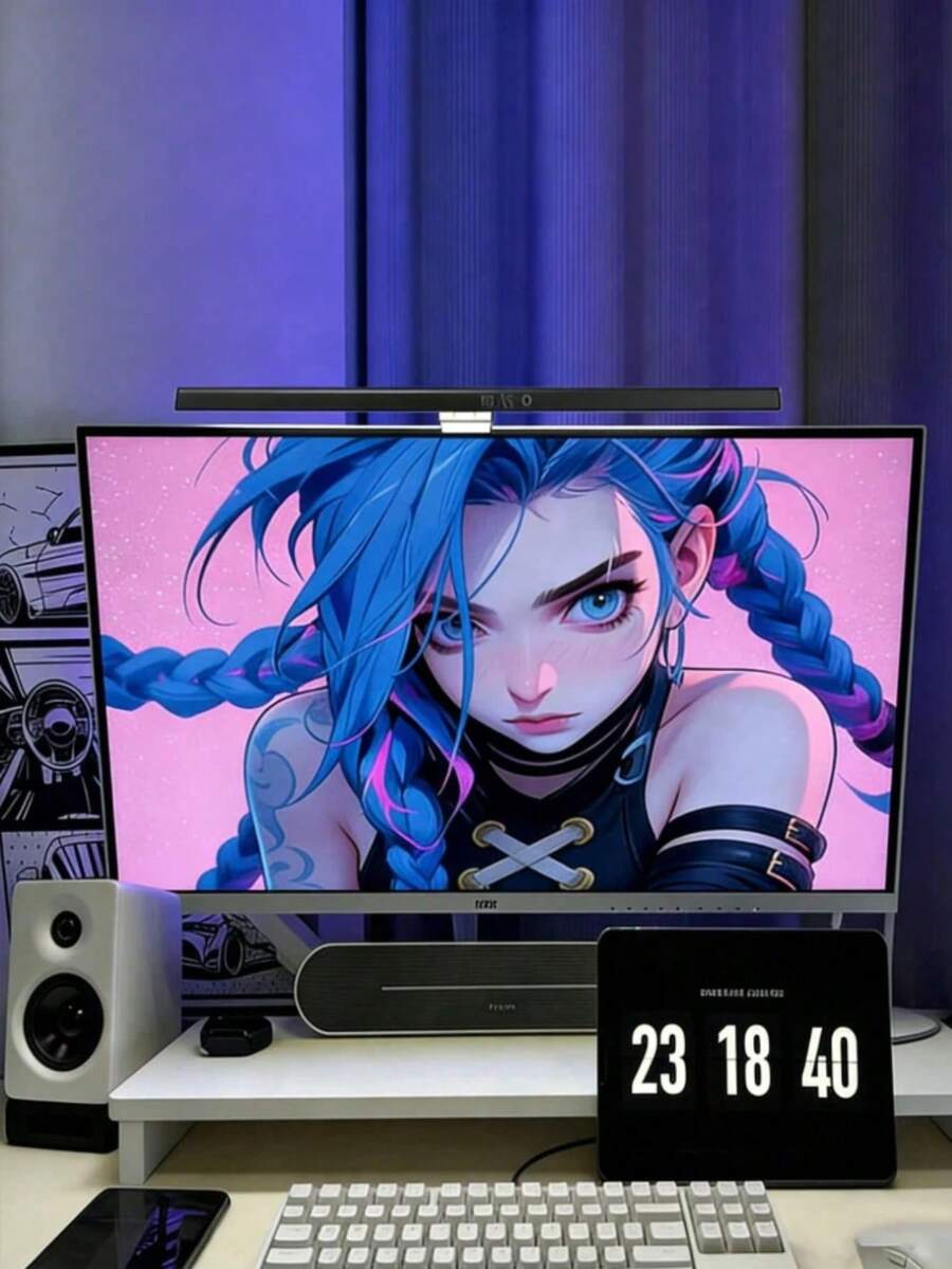 1PC Touch Control USB LED Monitor Light, 3 Color Temp Dimmable Screen Hanging Lamp For Computer, Desktop, Home Office, Eye Protection Reading Light For Study, Night Shift, Aesthetic Desk Lamp For Laptop, PC, Adjustable Brightness For Work, Gaming