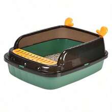 Caja de para gatos semi-cerrada con paredes altas anti-salpicaduras con pala, fácil de limpiar, para gatos pequeños YYPO - Verde - Ver 1