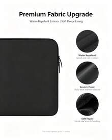 Qetupa Neoprene-Like Foam Padded Laptop Sleeve Bag, Fits 11" Notebooks, Tablets, Minimalist Inner Sleeve, Shock Resistant Notebook Protective Cover Portable Laptop Carry Storage Pouch For Daily Travel Office Use - View 7