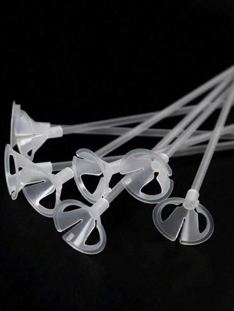10/1pc Plastic Balloon Clip And Support Rod, Minimalist Transparent Balloon Holder, Suitable For Party Use - Multiple Styles - View 1