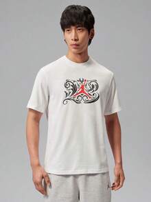 Jordan Men's AS DF SPRT LASER GFX SS CR Short Sleeve Knit Collarless T-Shirt TIV2440-100 - Red and White - View 1