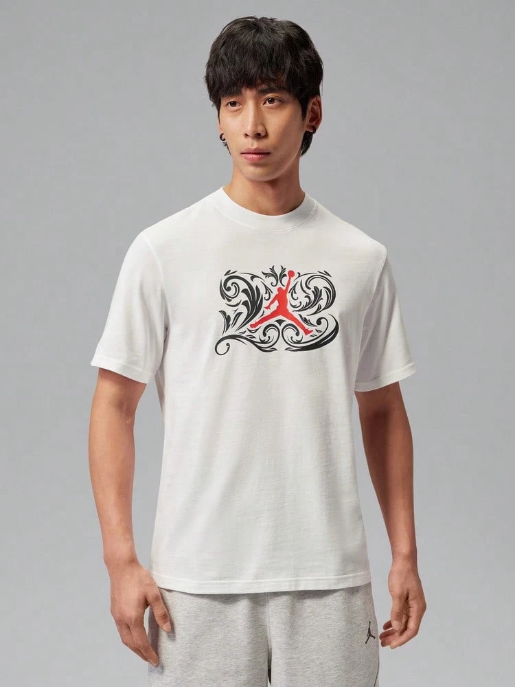 Jordan Men's AS DF SPRT LASER GFX SS CR Short Sleeve Knit Collarless T-Shirt TIV2440-100 - Red and White - View 1