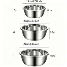 3pcs/1pc Large Rim Stainless Steel Seasoning Bowl, Thickened Durable Space-Saving Stainless Steel Multi-Functional Basin, Suitable For Kneading Dough, Washing Vegetables And Commercial Seasoning Storage. Prevent Water Splashing And Spilling (Large Rim Design); Excellent Practical Gift For Housewives, Christmas/Back To School Season. - View 13