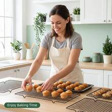 1pc Black Non-Stick Cooling Rack, Kitchen Baking Tool, Bread Cooling Rack, Cookie Food Cooling Rack - Black - View 2