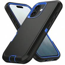 Durable Shockproof Protective Case For Phones - Black/Blue, Heavy-Duty Dual-LayercShock-Absorbing Protective Shell, With Port Dust-Proof And Scratch-Resistant, Compatible With IPhone Series, Unisex, Everyday Use - Black Blue - View 41