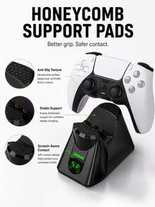 Controller Charging Dock For Dual Sense Controller, Vertical Stand With LED Charging Status Indicator, Built-In Smart Safety Chip, Precise Contact Points For Stable Charging, Single Controller Charging, Desktop Storage Stand, Gaming Accessory, Charging Dock Only, Controller Not Included - Black - View 10