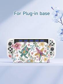 Jemdura Switch2 (2025) 遊戲配件，1件水彩海龜天堂花卉圖案保護殼，相容於 Switch/Switch2 遊戲主機保護殼，相容於 Switch2/Switch OLED/Switch NS 電池版遊戲主機收納袋/保護殼，卡匣盒、防塵蓋、底座、內置支架，可存放 10 張遊戲卡，便攜旅行，防摔防壓遊戲卡匣盒控制器包配件 - 彩色 - 查看 16