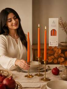25cm Orange Gift Box Scented Candle Set, Soy Wax Made, Smokeless Fragrance Candle, 4 Hours Burn Time, Autumn, Halloween Home Decor Candle, Essential Atmosphere Candle, Suitable For Gifting To Friends, - Orange Cone Long Pole - View 1